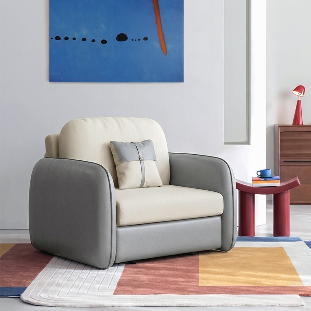 Caio Single Sofa Bed, Leathaire - Miola