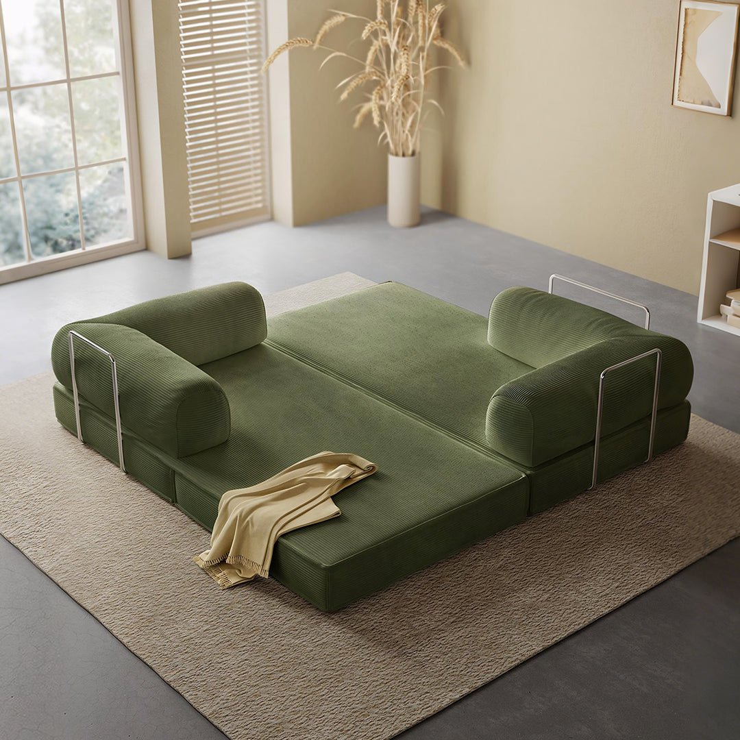 Van Buren Foldable Lazy Sofa Bed, Corduroy - Miola