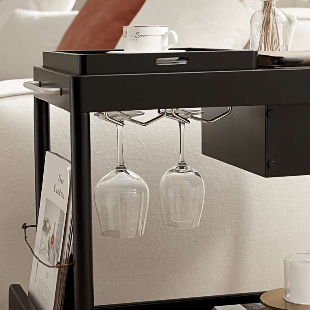 Orion With Magazine Rack Side Table With Trolleys - Miola