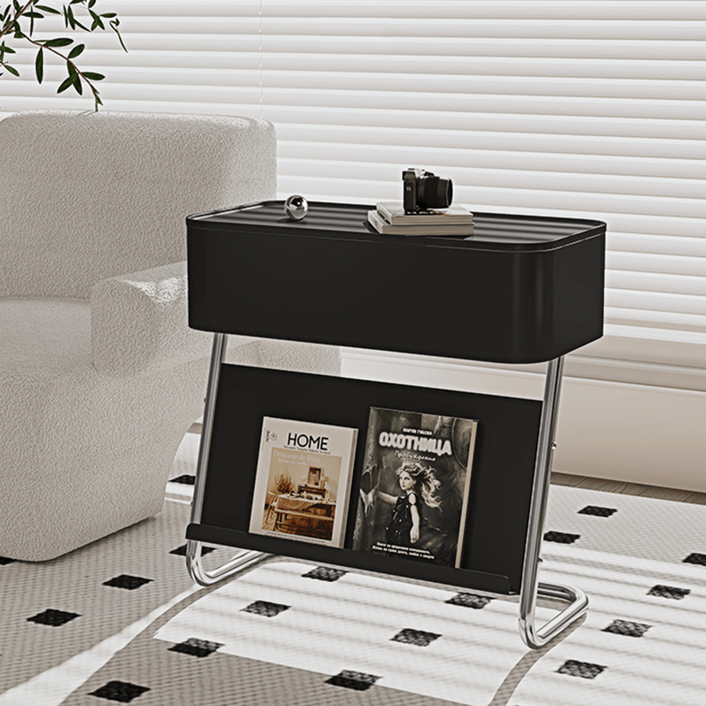 Nikolas Side Table With Storage, Black - Miola