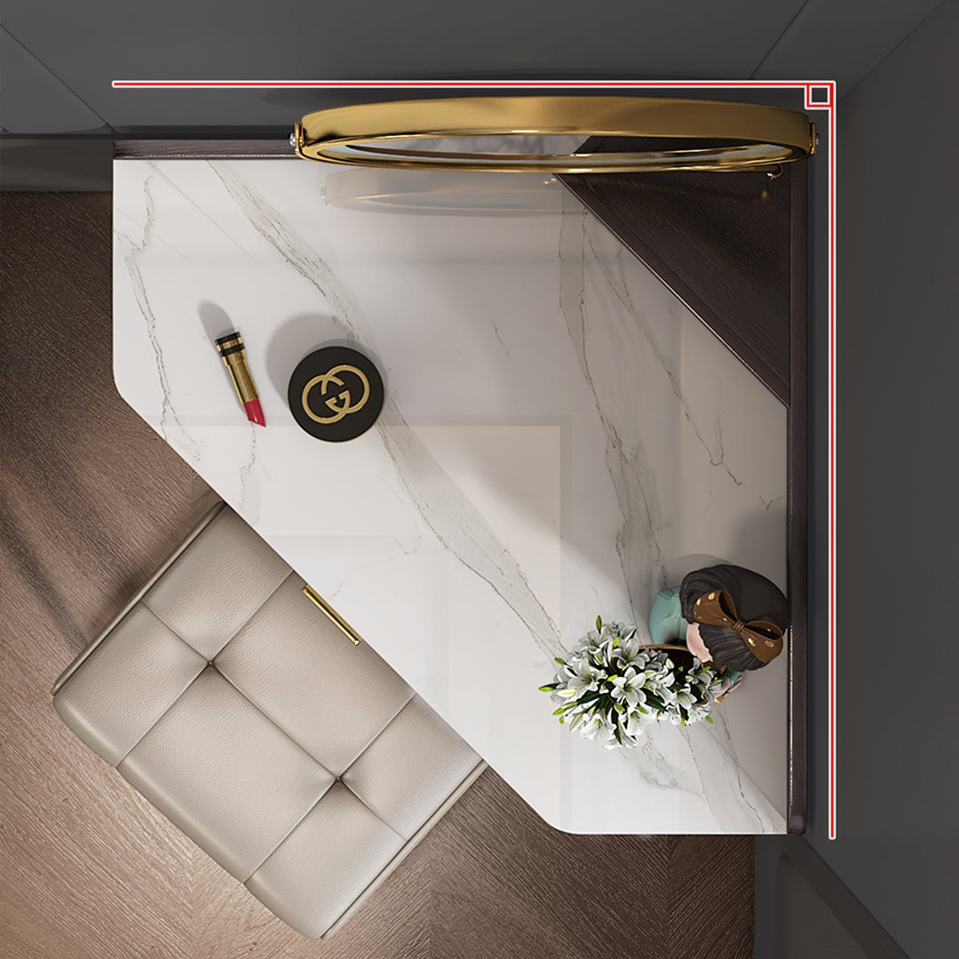 Amigo Small Corner Dressing Table, Slimline Dressing Table, With LED Mirror - Miola