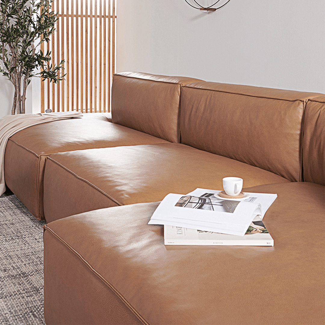 Lucian Four Seater Coner Sofa, Modular Sofa, Real Leather - Miola