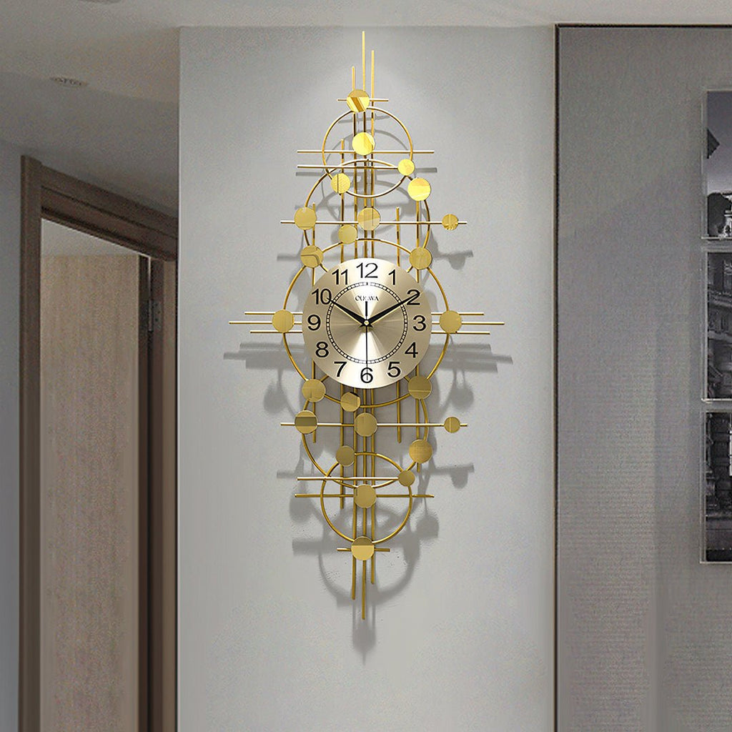 Cohen Art Deco Gold Wall Clock, Silent Clock, Horizontal Or Vertical - Miola