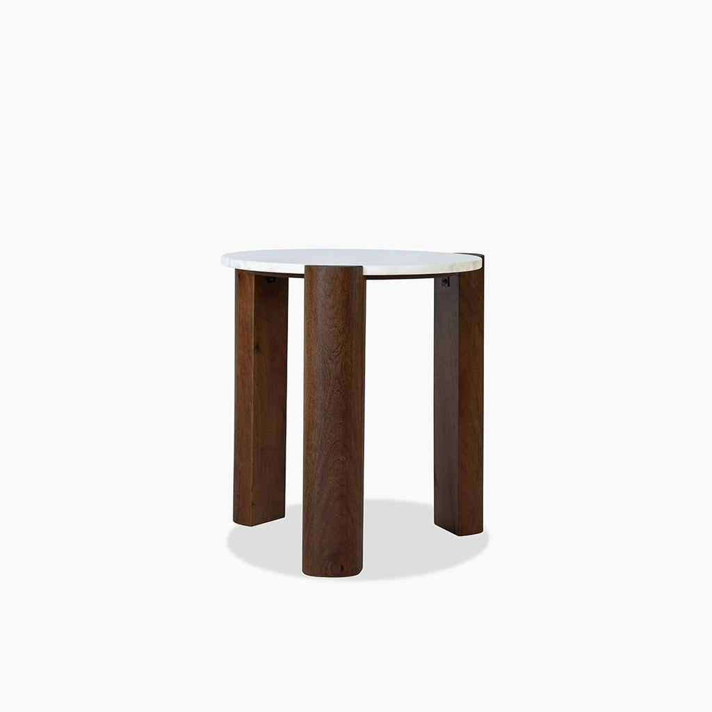 Bauman Round Side Table, Marble - Miola