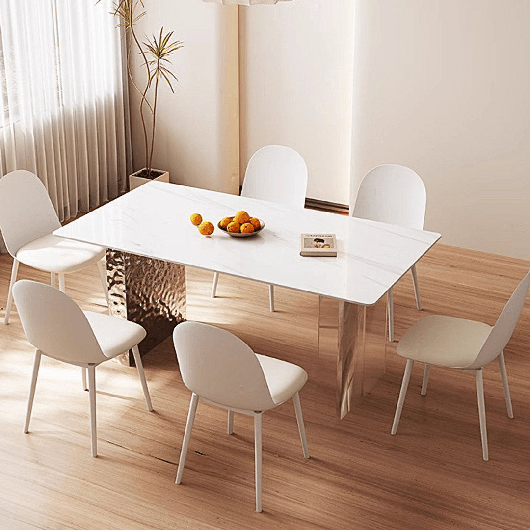 Madison Dining Table, White Sintered Stone & Acrylic - Miola