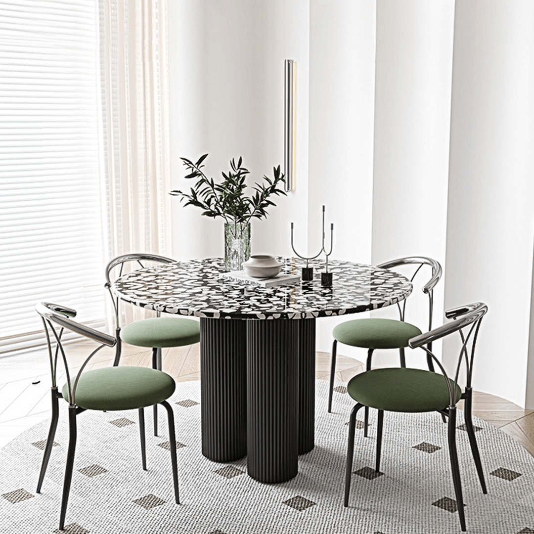 Martinez Small Round Dining Table, Marble - Miola