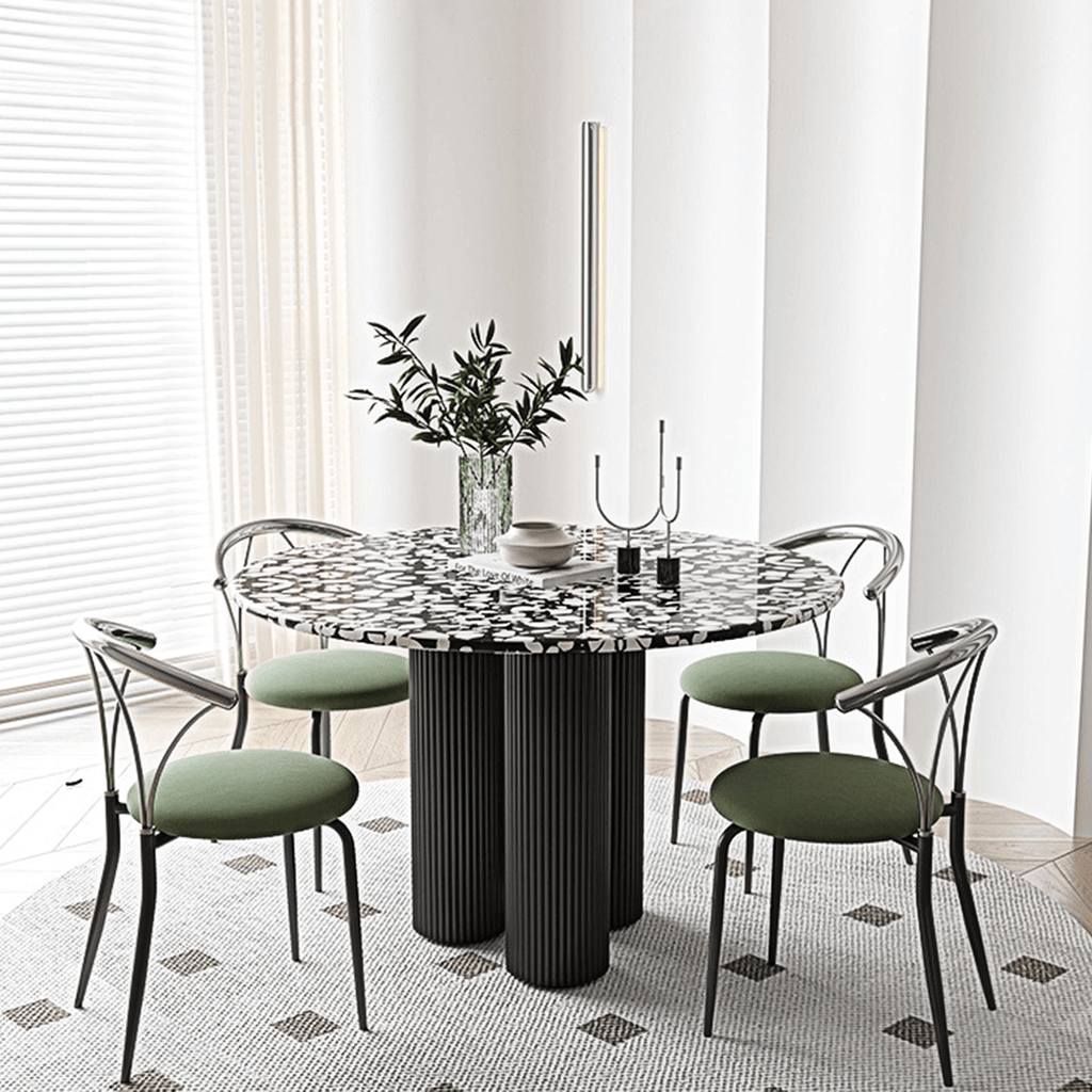 Martinez Small Round Dining Table, Marble - Miola