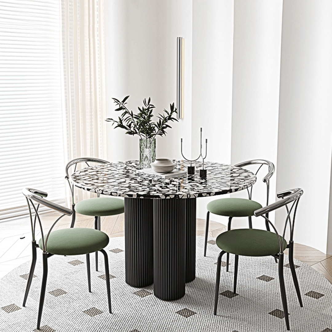 Martinez Small Round Dining Table, Marble - Miola