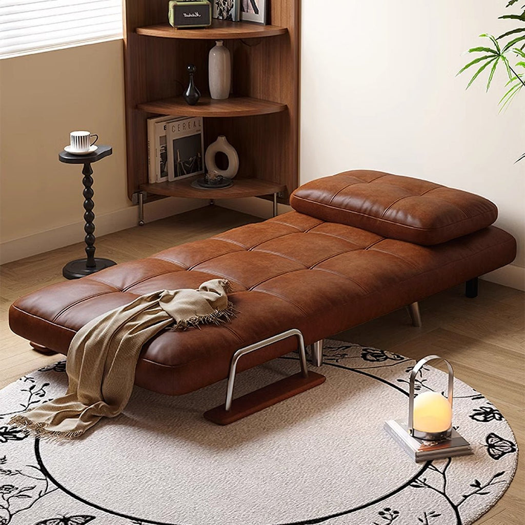 Riley Single Sofa Bed, Two Seater Sofa Bed, Black Leather - Miola