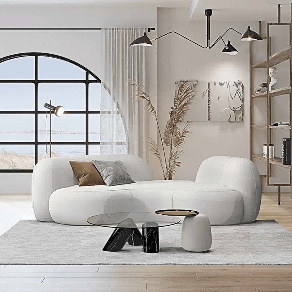 Elara Modern Curved Two Seater, Three Seater Sofa, Boucle - Miola