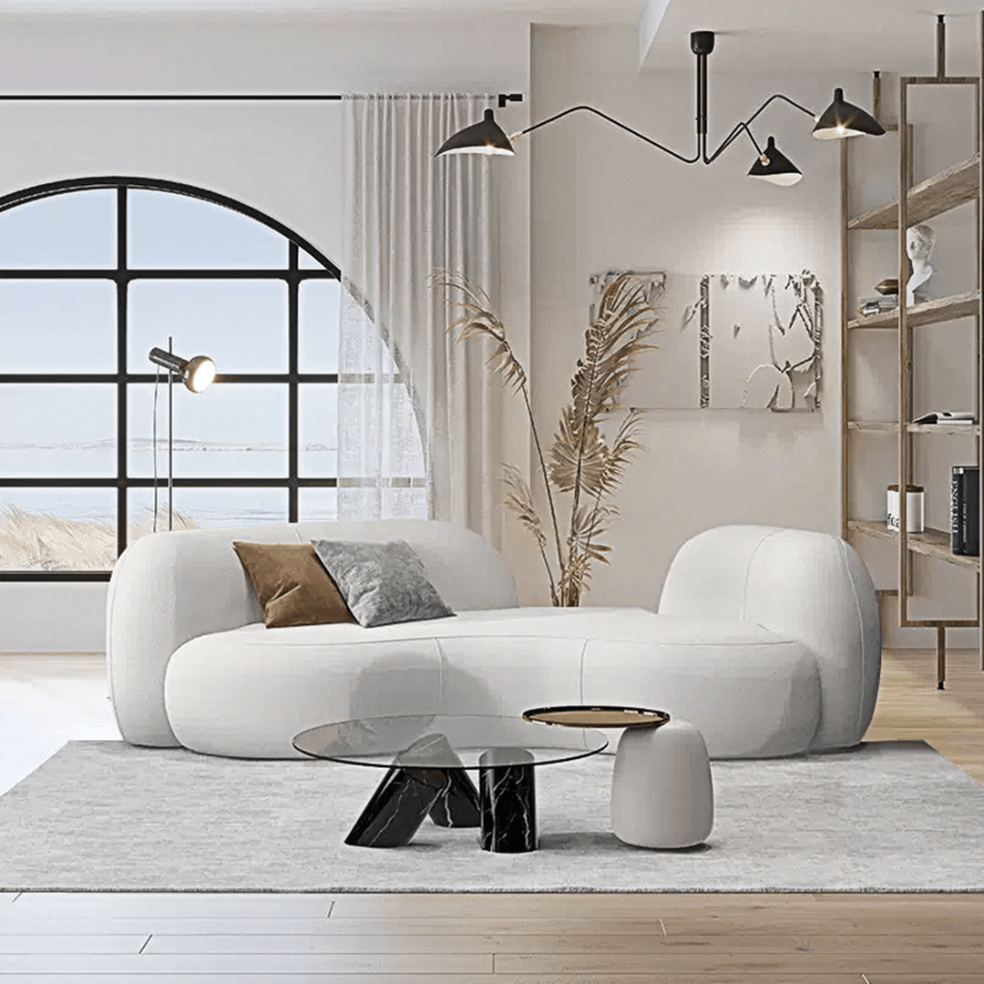 Elara Modern Curved Two Seater, Three Seater Sofa, Boucle - Miola