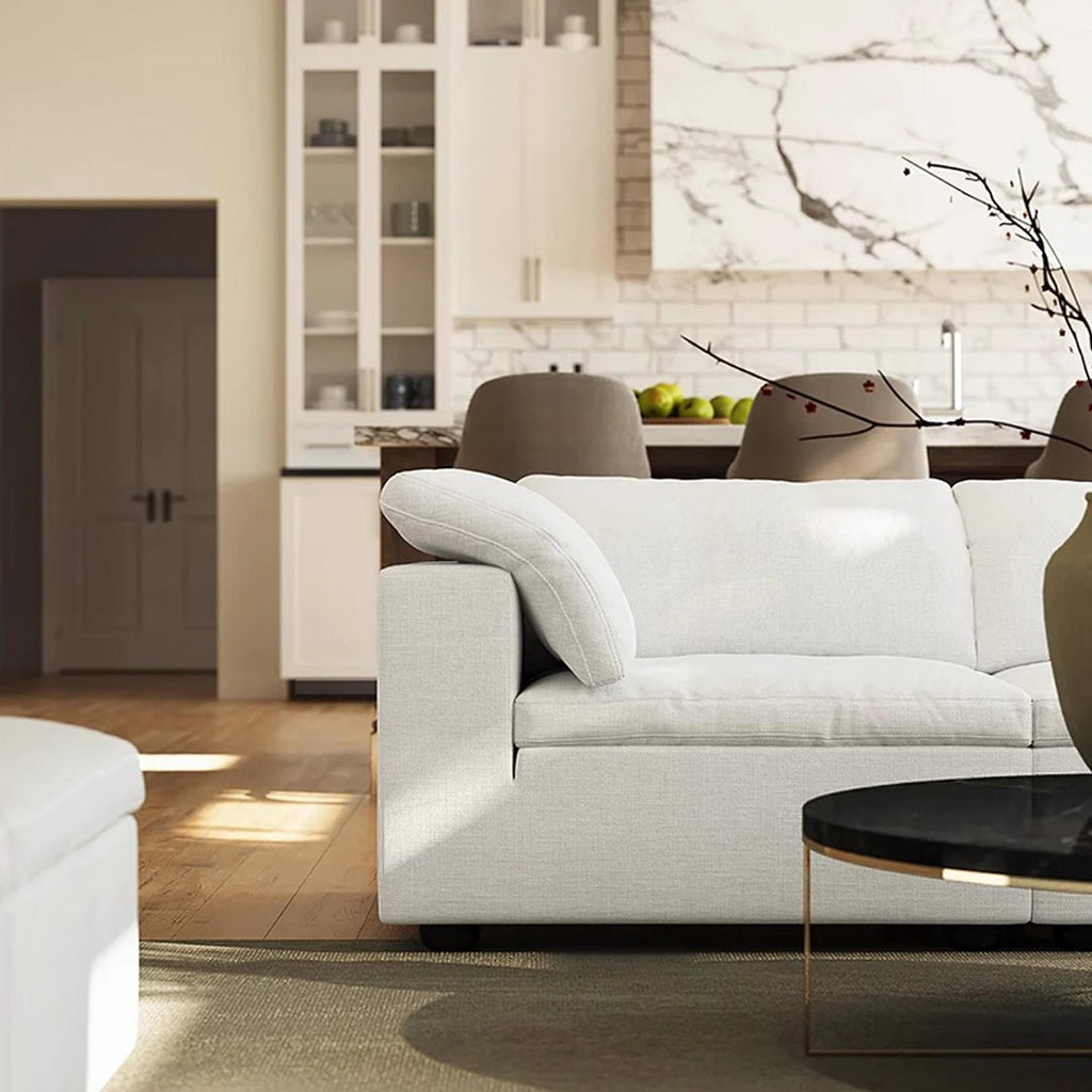 Farid Two Seater, Three Seater Sofa, Modular Sofa, White Linen - Miola