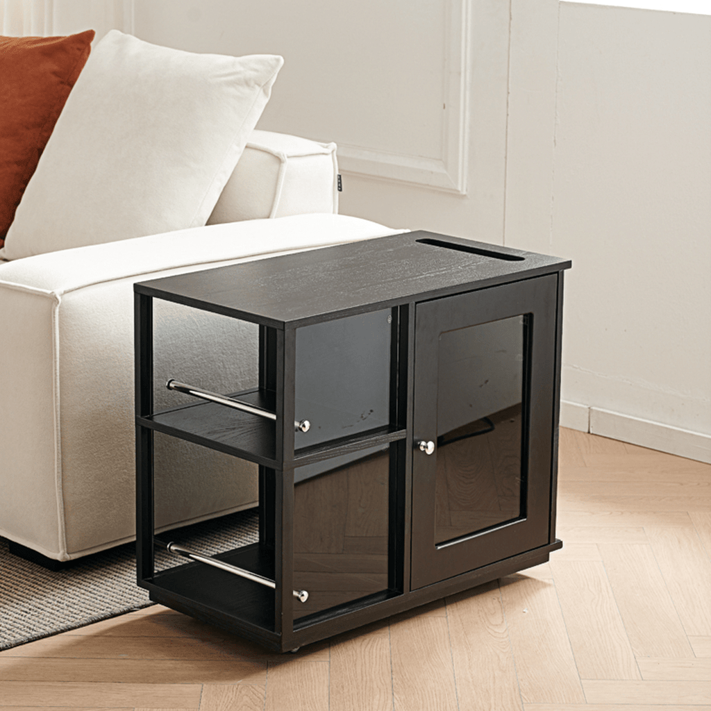 Aglaea Side Table With Storage, Black - Miola