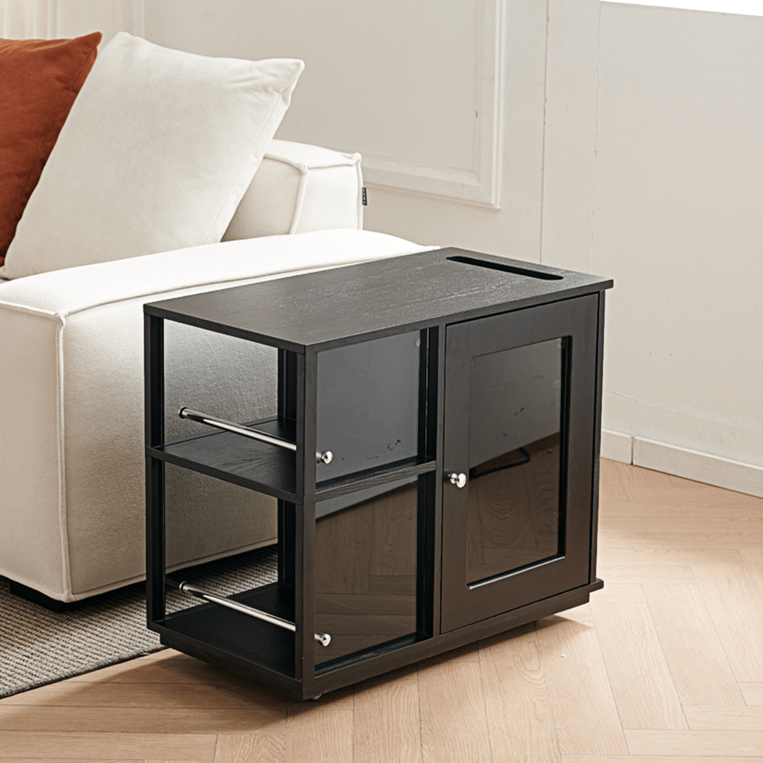Aglaea Side Table With Storage, Black - Miola