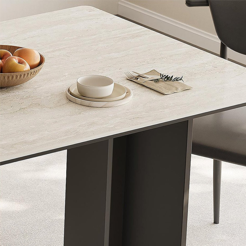Hasegawa Dining Table, Sintered Stone With Black Legs - Miola