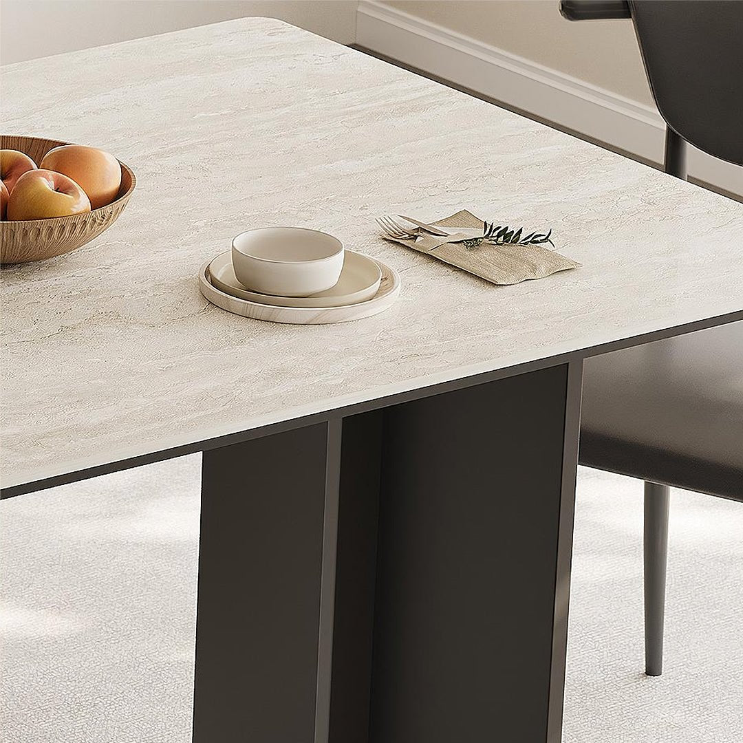 Hasegawa Dining Table, Sintered Stone With Black Legs - Miola