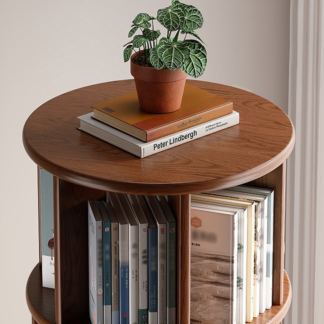 Stojanovic Round Rotating Bookshelf, Corner Bookshelf With Castors - Miola