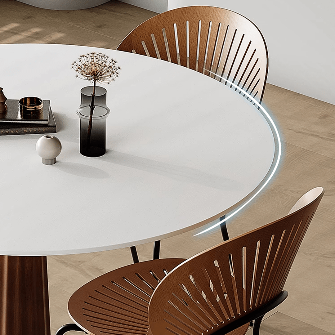 Anderson Small Round Dining Table, Sintered Stone & Solid Wood - Miola