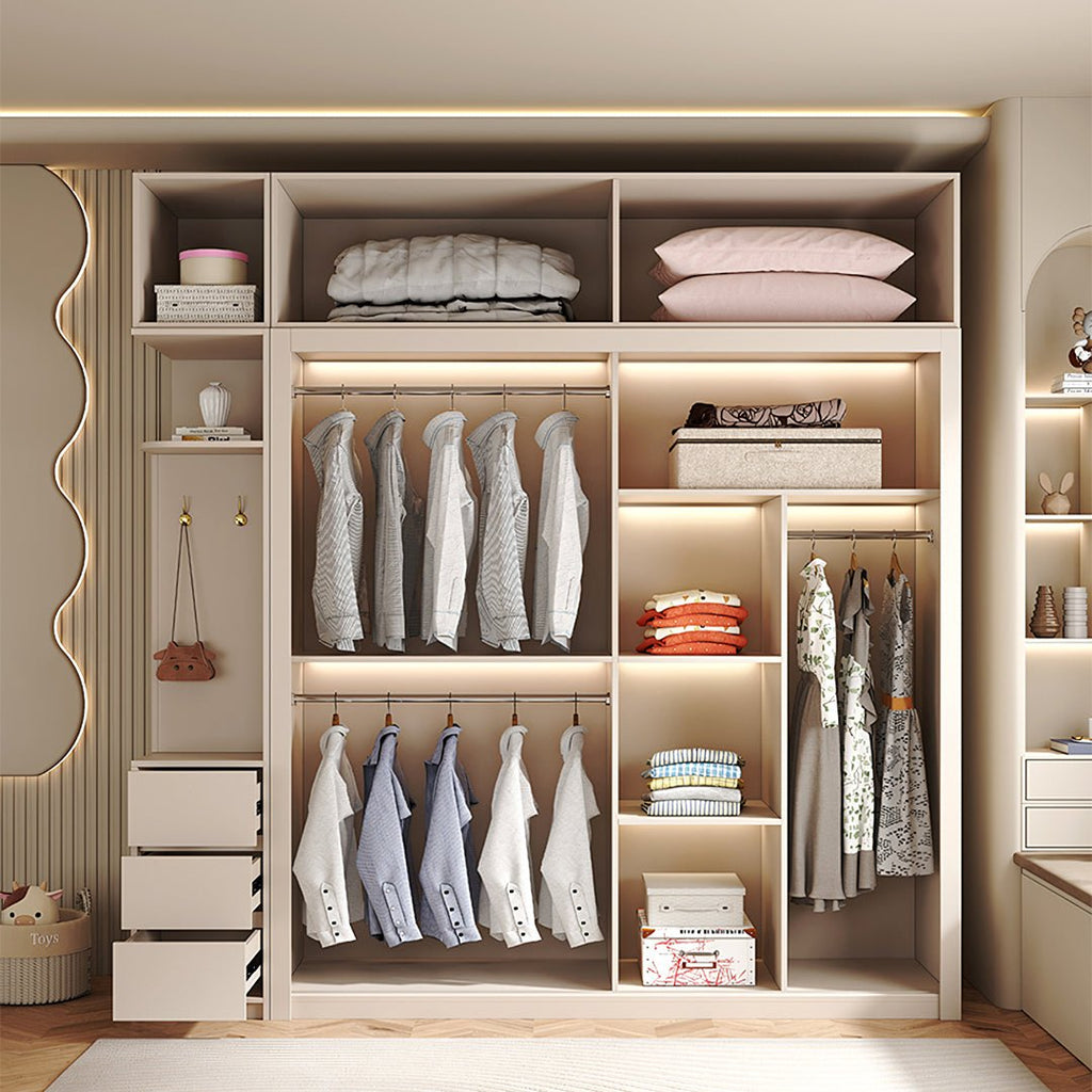 Jansen Sliding Door Wardrobe, Cream - Miola