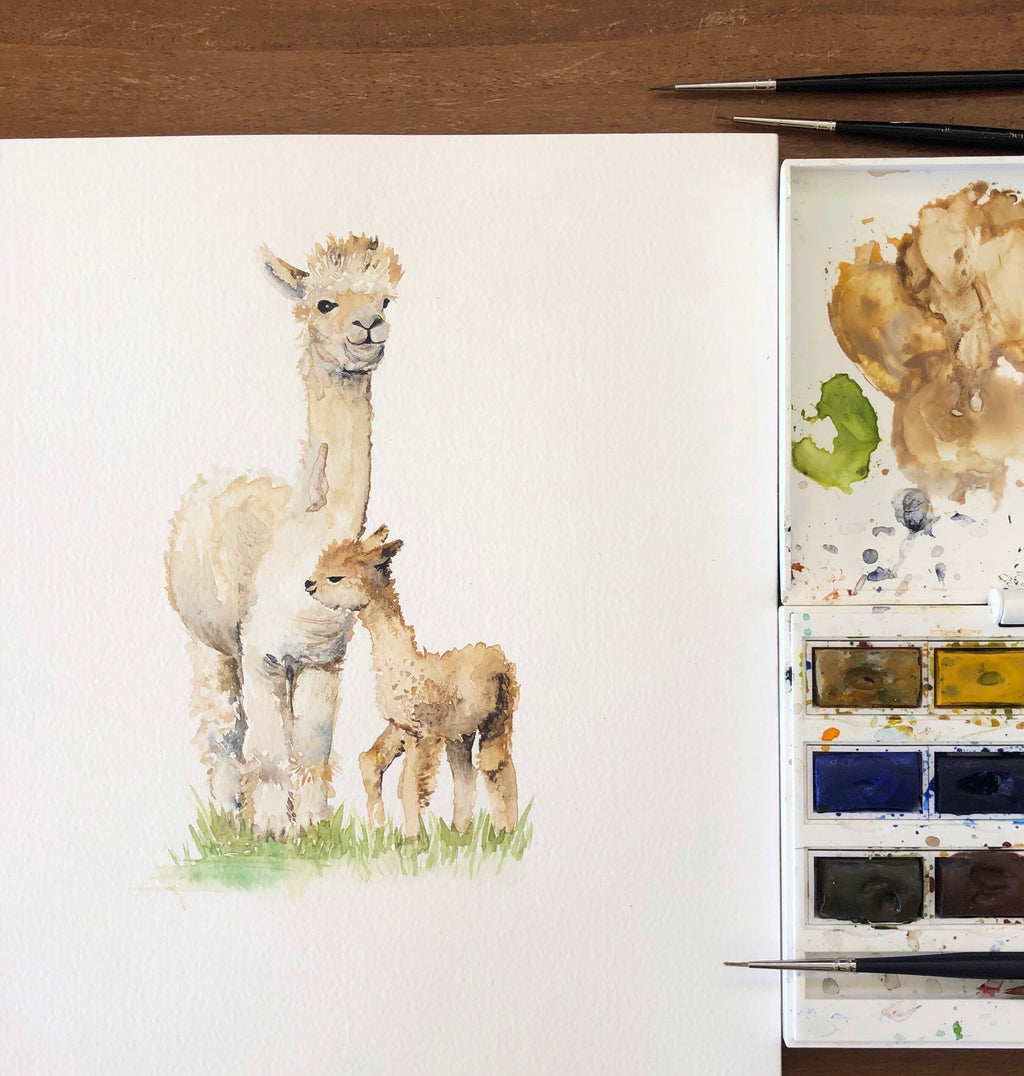 Personalised Alpaca Watercolour Art Print