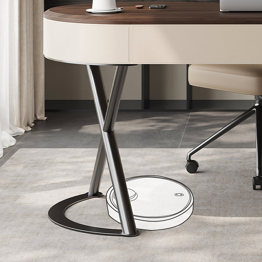 Chika Modern Office Desk For Home, Curved Office Desk, Wood - Miola