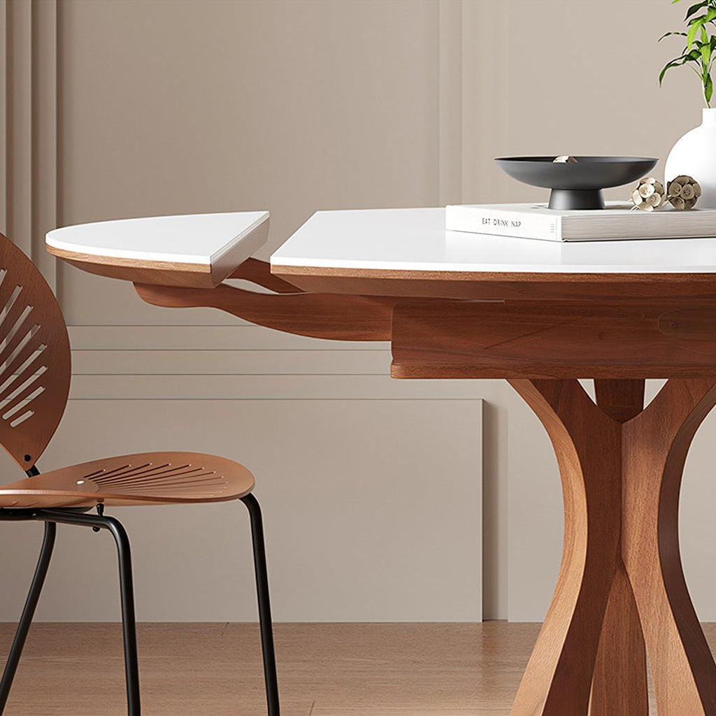Caruso Round Extending Dining Table, Sintered Stone, White - Miola