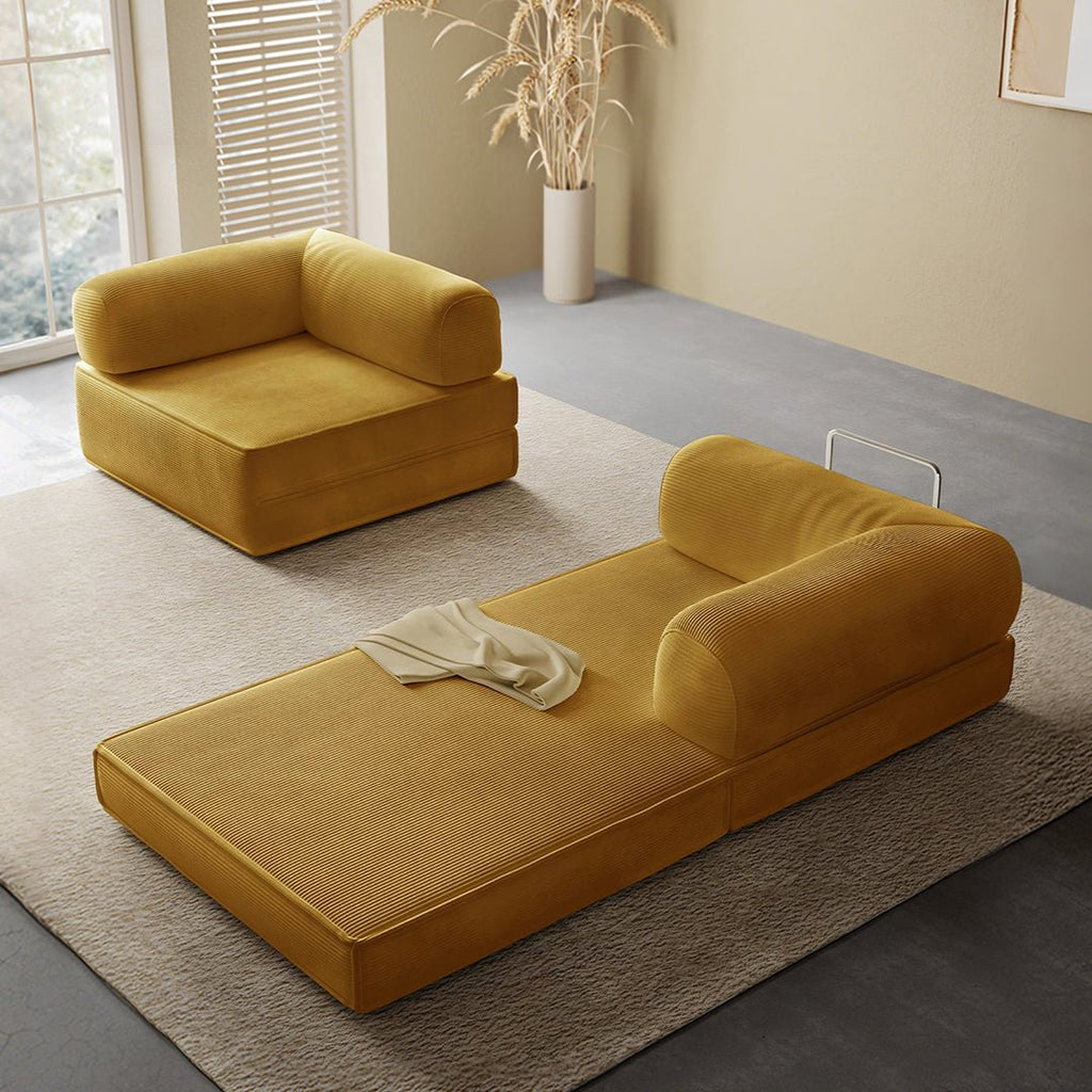 Van Buren Foldable Lazy Sofa Bed, Corduroy - Miola