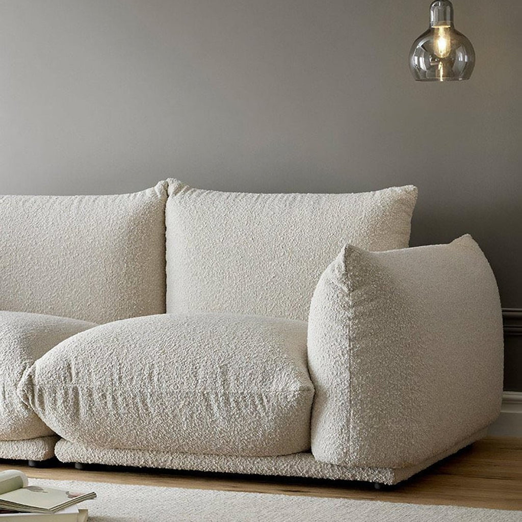 Isabella Two Seater, Three Seater Sofa, Boucle Or Velvet, White - Miola