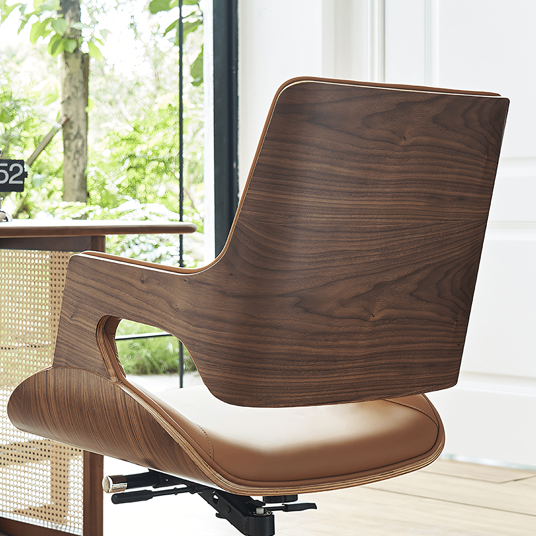 Drake Office Chair, Tan Leather, Reclining & Swivel - Miola