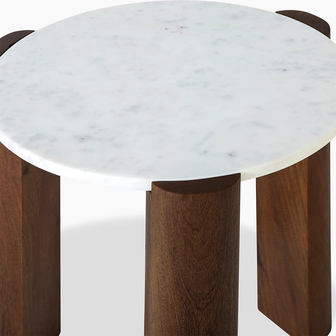 Bauman Round Side Table, Marble - Miola