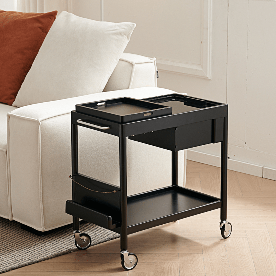 Orion With Magazine Rack Side Table With Trolleys - Miola