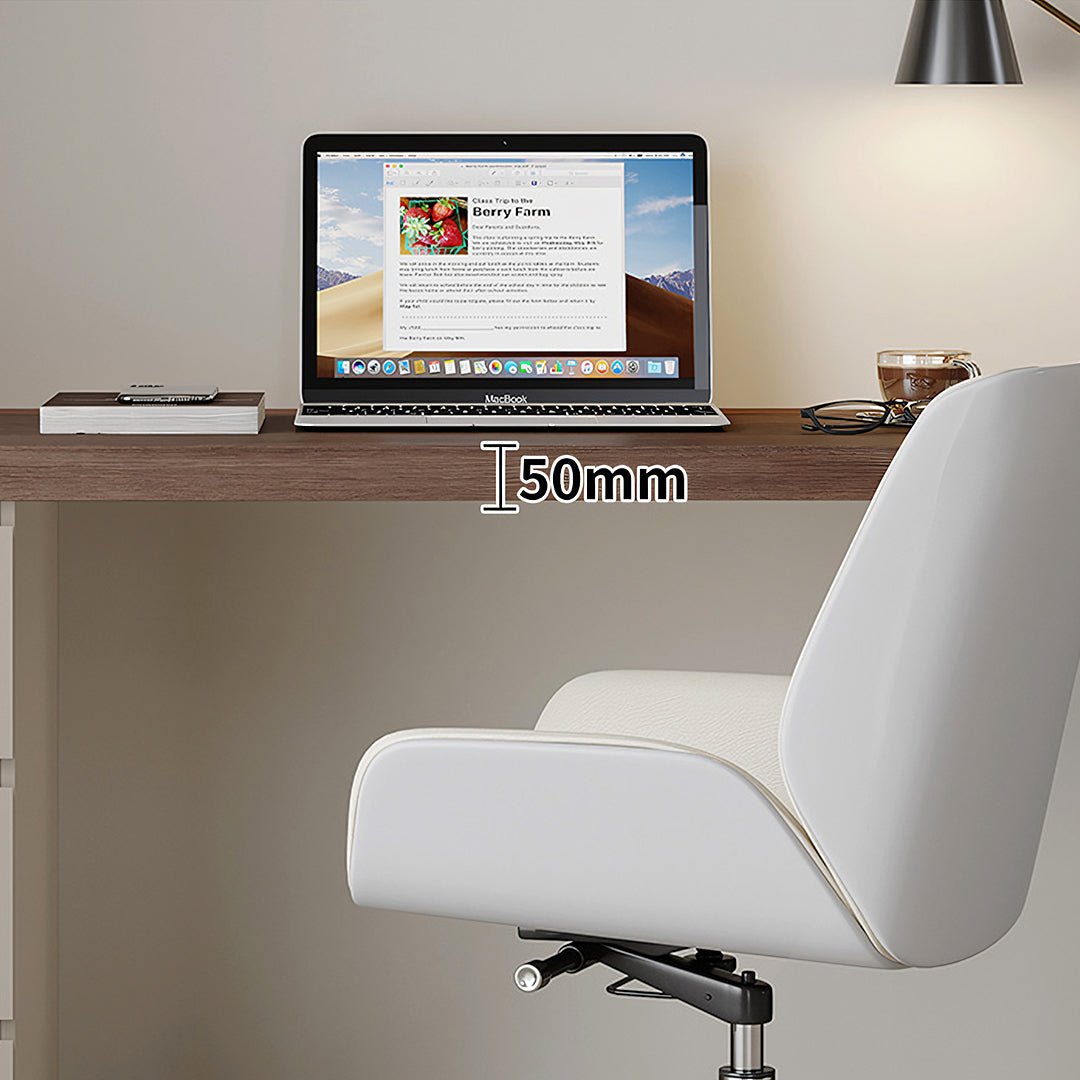 Jamal Office Desk With Storage & Office Chair, Solid Wood - Miola