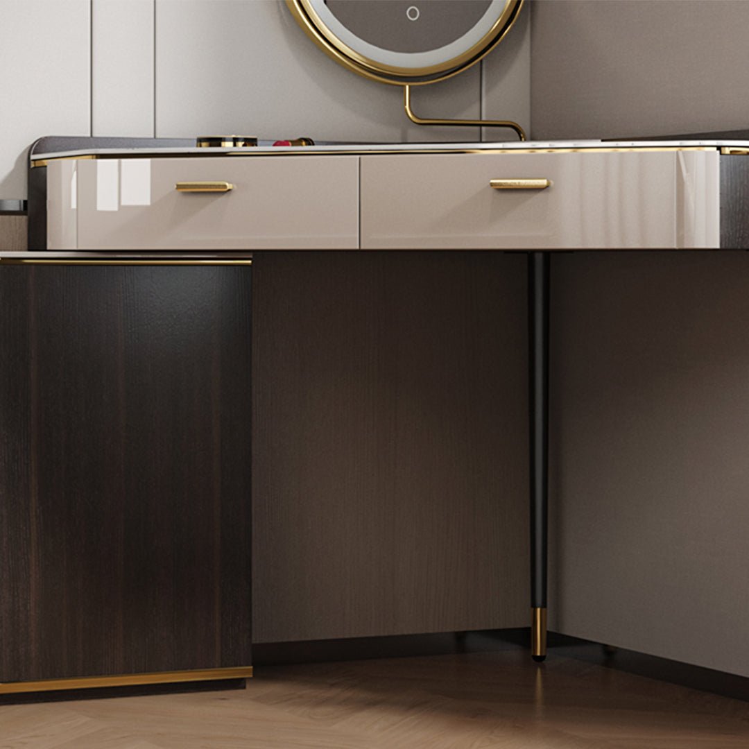 Amigo Small Corner Dressing Table, Slimline Dressing Table, With LED Mirror - Miola