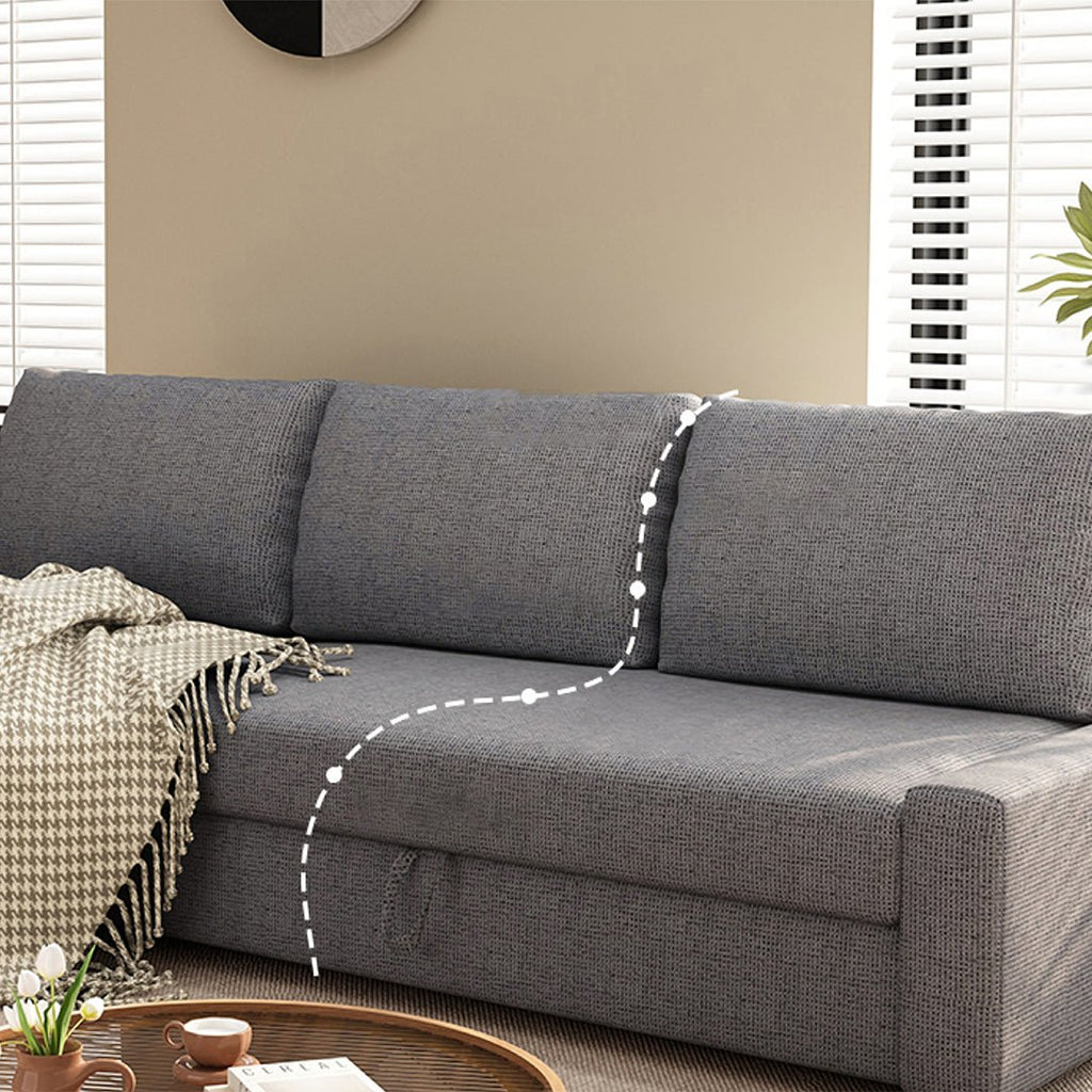 Edwards Three Seater Corner Sofa Bed With Storage, Linen - Miola