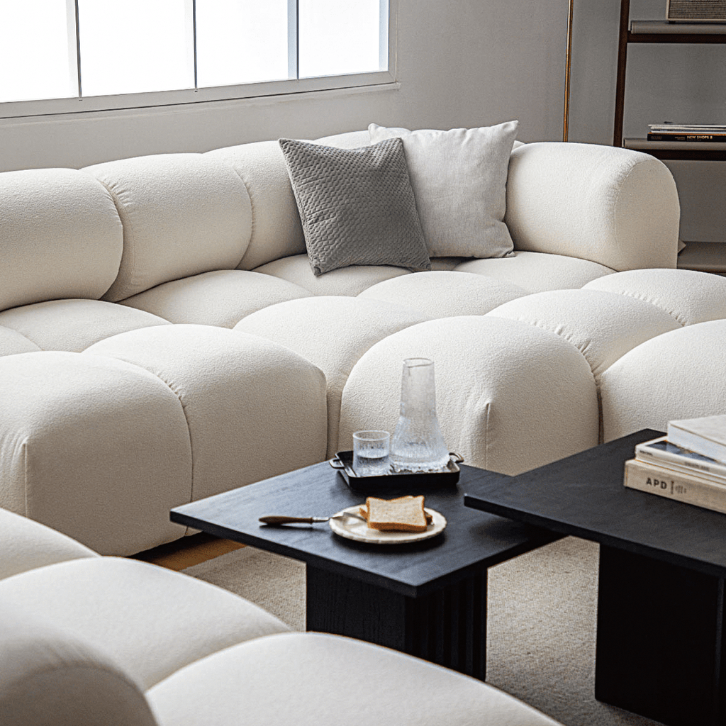 Lysander Velvet Module Three Seater, Four Seater, Five Seater Sofa, Corner Sofa, White - Miola