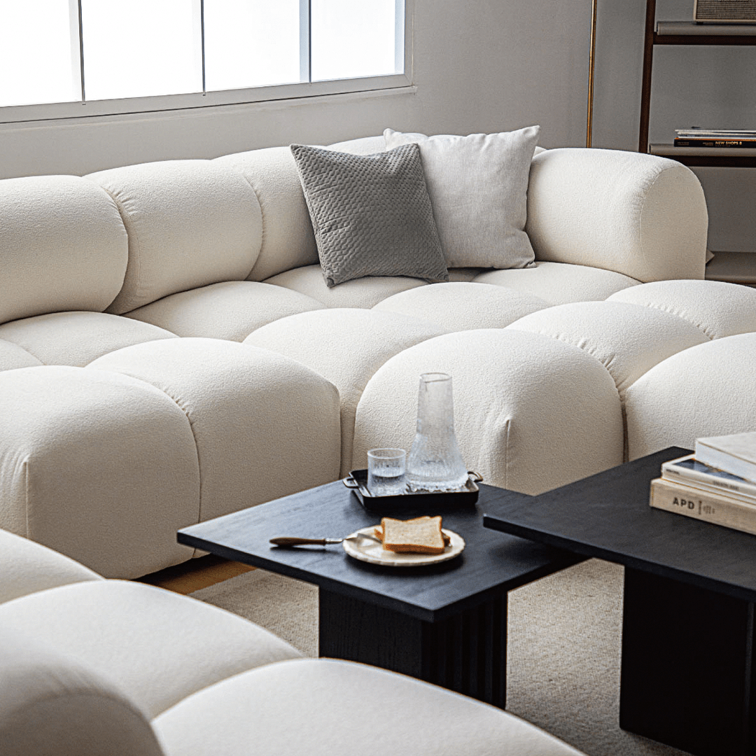 Lysander Velvet Module Three Seater, Four Seater, Five Seater Sofa, Corner Sofa, White - Miola