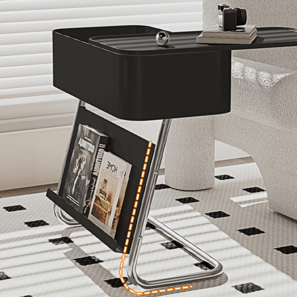 Nikolas Side Table With Storage, Black - Miola