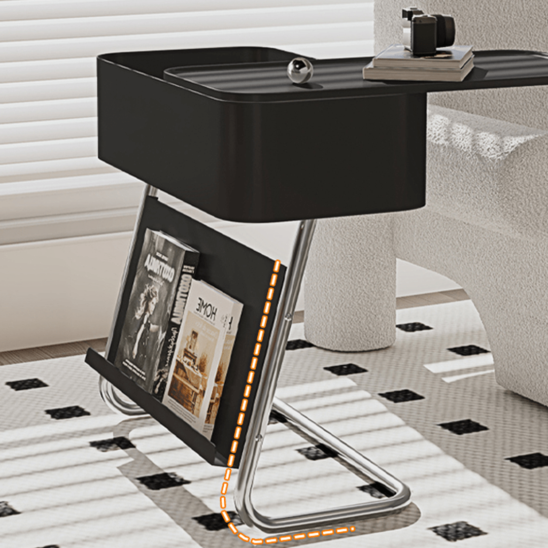 Nikolas Side Table With Storage, Black - Miola