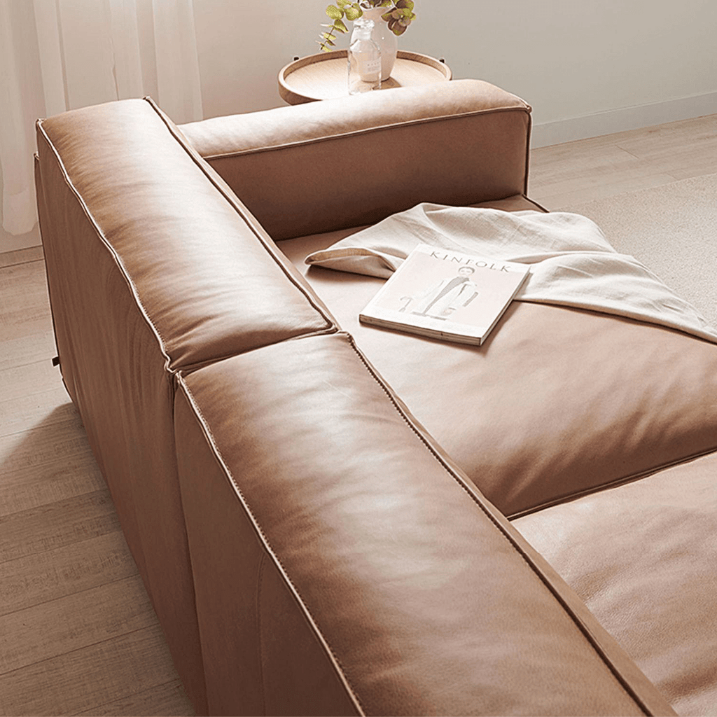 Lucian Four Seater Coner Sofa, Modular Sofa, Real Leather - Miola