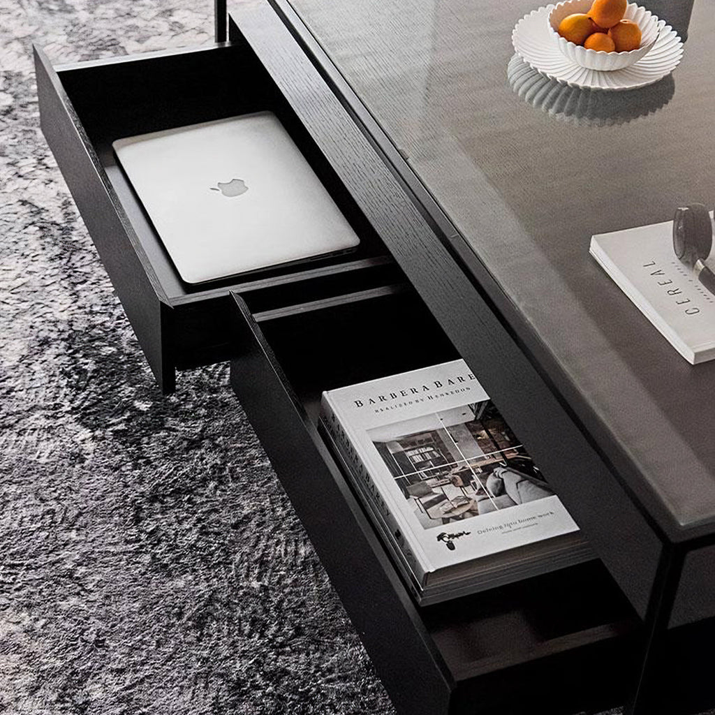 Sanderson Rectangle Coffee Table With Storage, Black - Miola