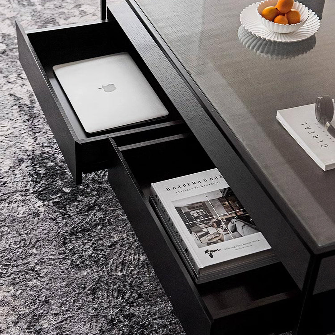 Sanderson Rectangle Coffee Table With Storage, Black - Miola