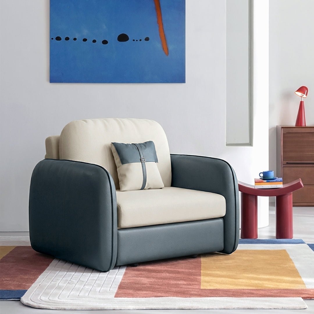Caio Single Sofa Bed, Leathaire - Miola