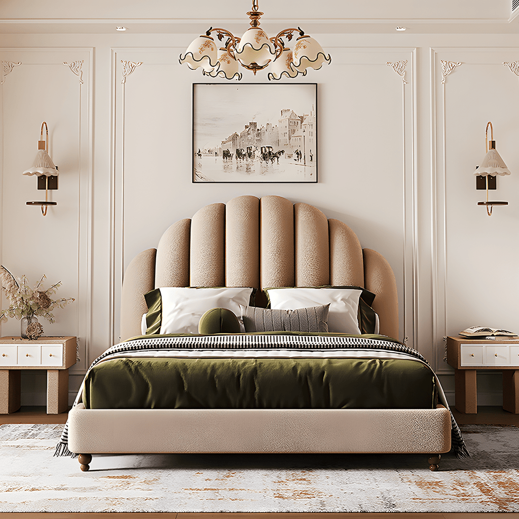 Cassian Small Double Bed, King Size Bed, Flannelette - Miola