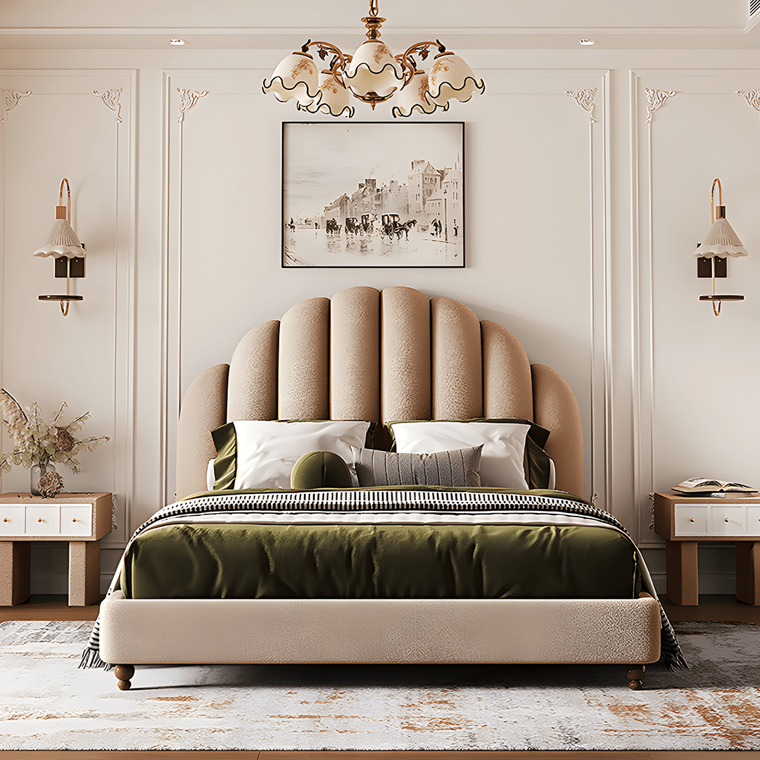 Cassian Small Double Bed, King Size Bed, Flannelette - Miola