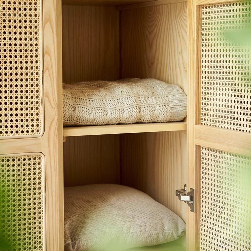 Amelia Rattan Wardrobe, Solid Wood & Rattan - Miola