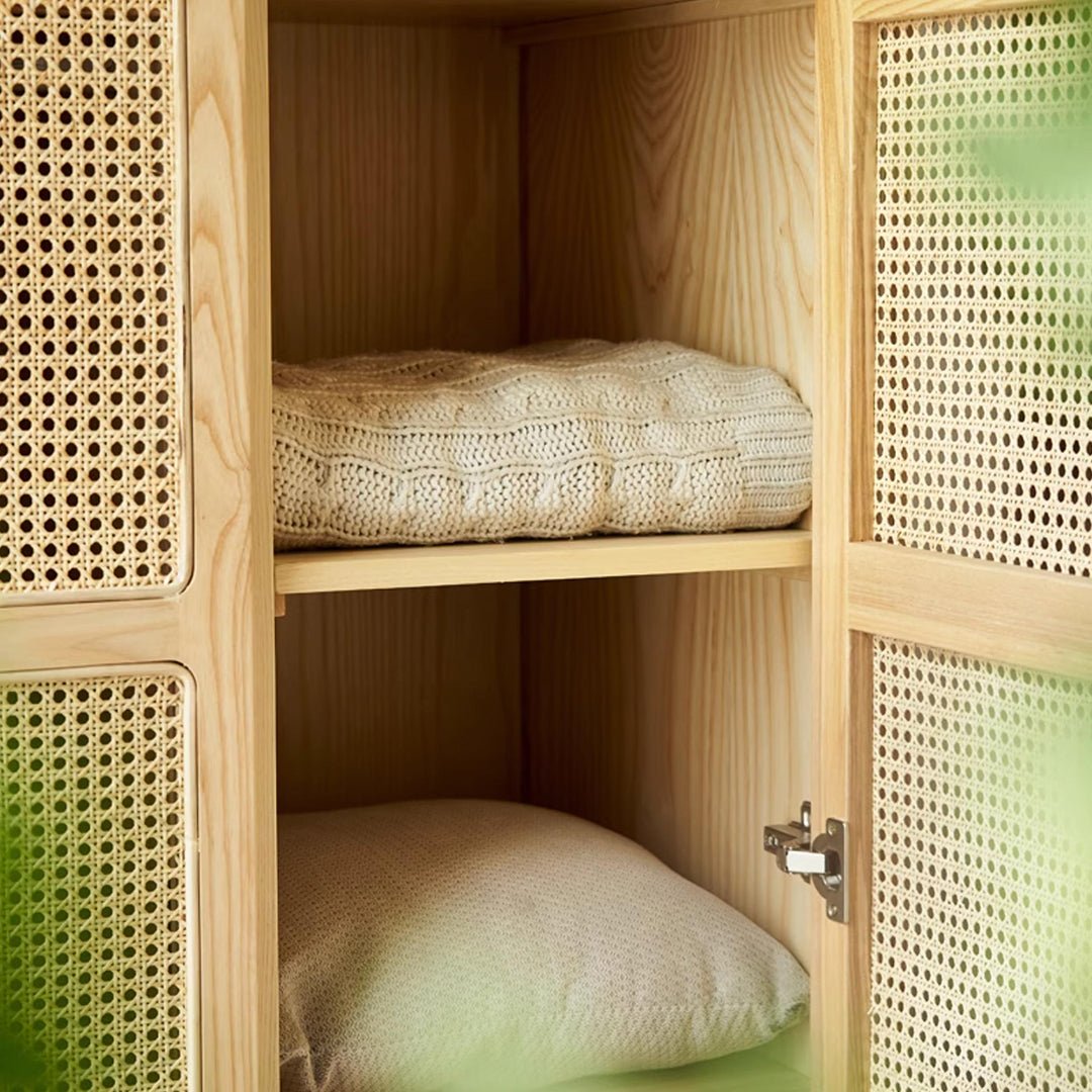 Amelia Rattan Wardrobe, Solid Wood & Rattan - Miola