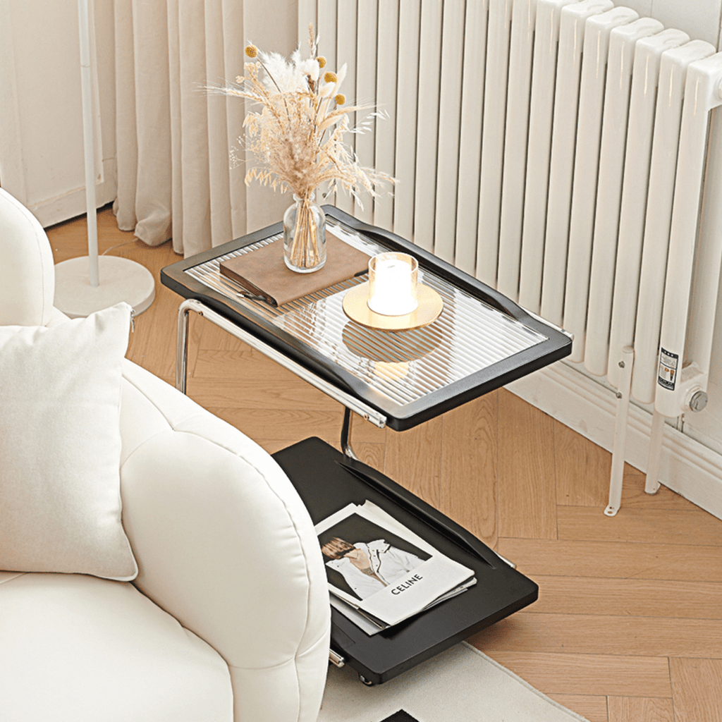 Demetrius Side Table With Trolleys, Black - Miola