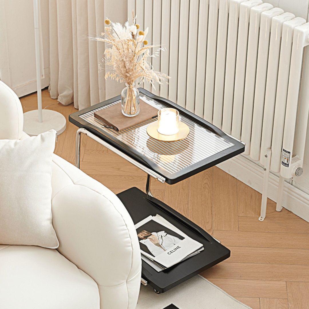 Demetrius Side Table With Trolleys, Black - Miola