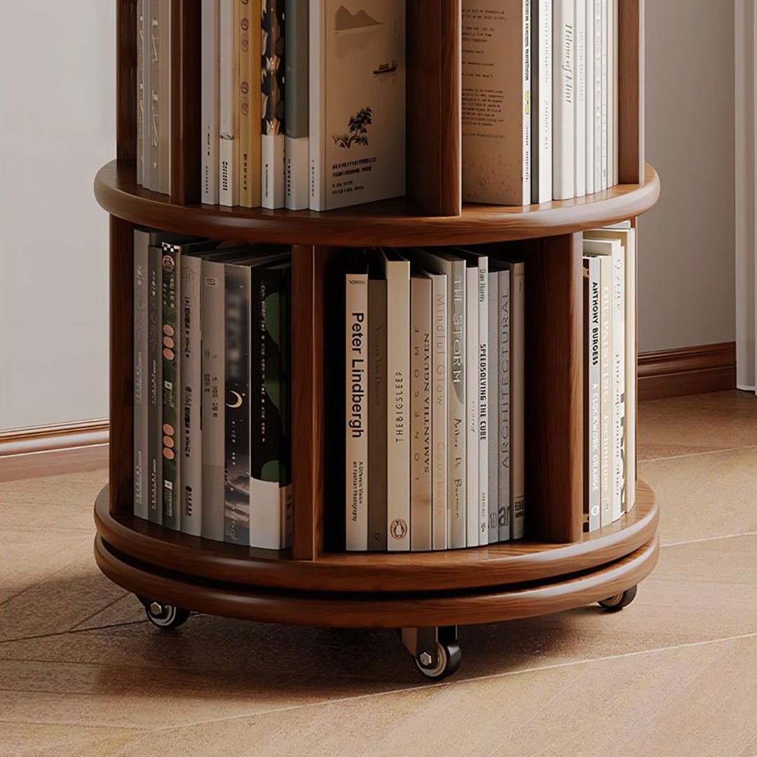 Stojanovic Round Rotating Bookshelf, Corner Bookshelf With Castors - Miola