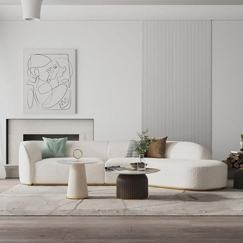 Welby Three Seater Curved Sofa, White - Miola
